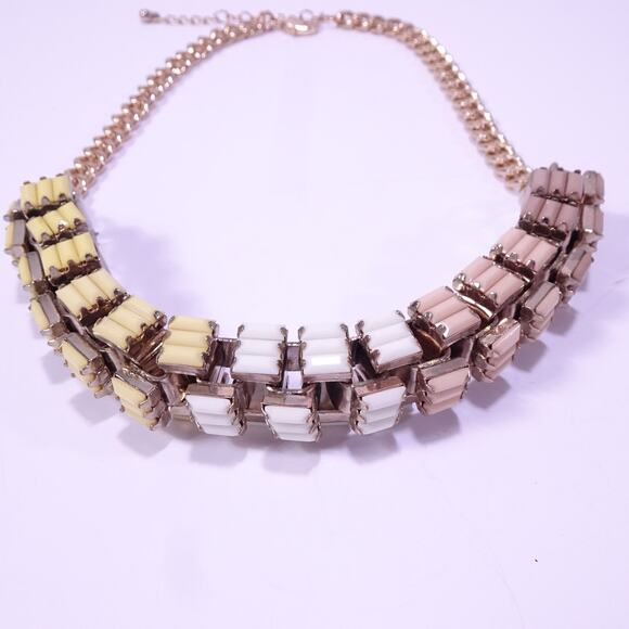 Lee Angel Neiman Marcus Cabochon Ombre Box Link Necklace NWT 398 Yellow White - Picture 2 of 9